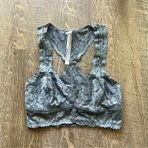 intimately free people gray racerback lace bralette top size xs